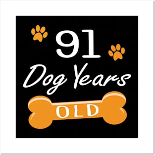 91 Dog Years Old Funny 13th Birthday Puppy Lover product Posters and Art